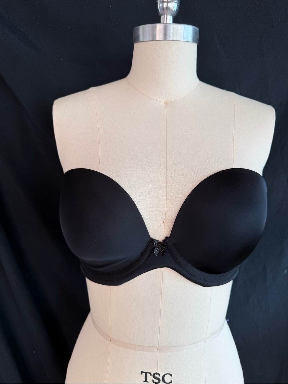 Cleo by Panache Strapless Plunge Black Smooth T-Shirt Bra UK 34E=US 34DDD